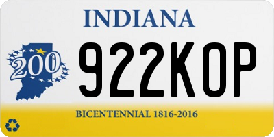 IN license plate 922KOP