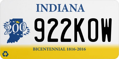 IN license plate 922KOW
