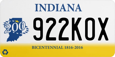 IN license plate 922KOX