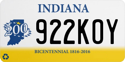 IN license plate 922KOY