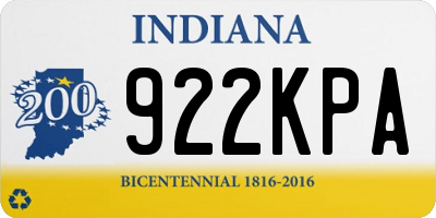 IN license plate 922KPA