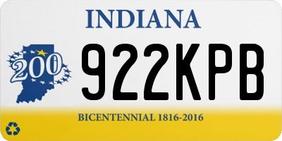 IN license plate 922KPB