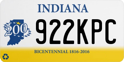IN license plate 922KPC
