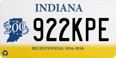 IN license plate 922KPE