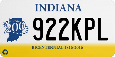 IN license plate 922KPL