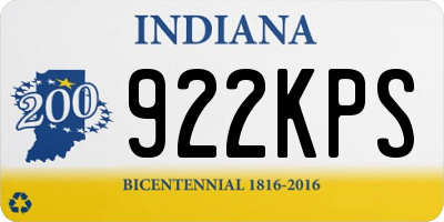 IN license plate 922KPS