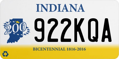 IN license plate 922KQA