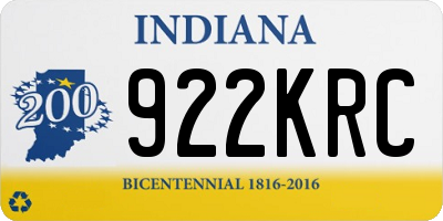 IN license plate 922KRC