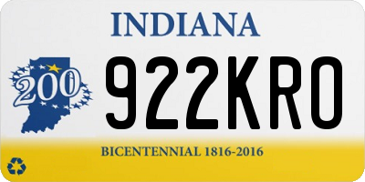 IN license plate 922KRO