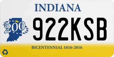 IN license plate 922KSB