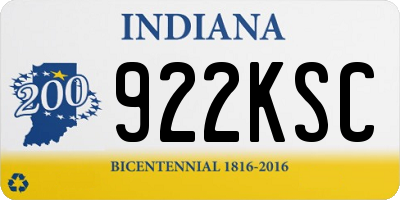 IN license plate 922KSC