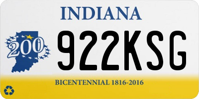 IN license plate 922KSG