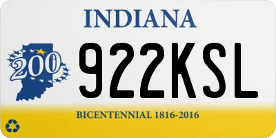IN license plate 922KSL