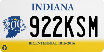 IN license plate 922KSM