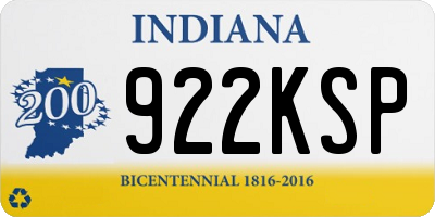 IN license plate 922KSP