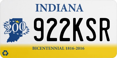 IN license plate 922KSR