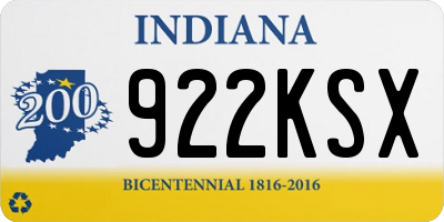 IN license plate 922KSX