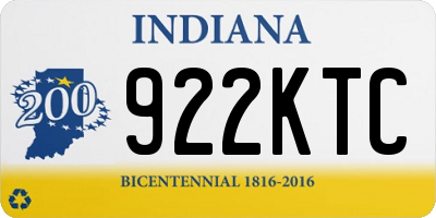IN license plate 922KTC
