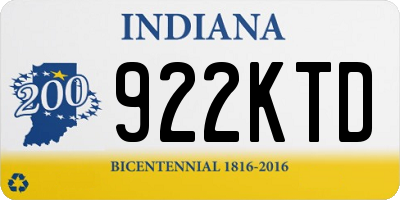 IN license plate 922KTD