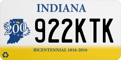 IN license plate 922KTK