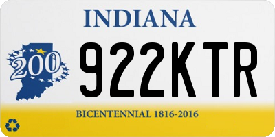 IN license plate 922KTR