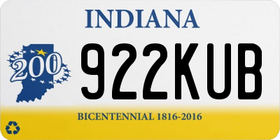 IN license plate 922KUB