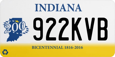 IN license plate 922KVB