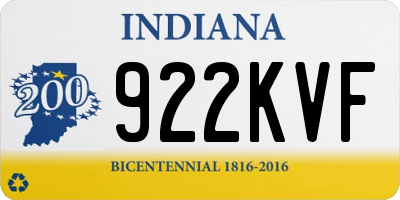 IN license plate 922KVF