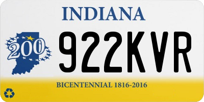 IN license plate 922KVR