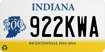 IN license plate 922KWA