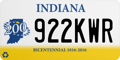 IN license plate 922KWR