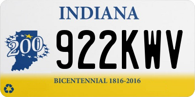 IN license plate 922KWV