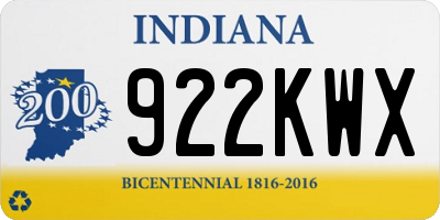 IN license plate 922KWX
