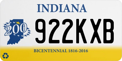 IN license plate 922KXB