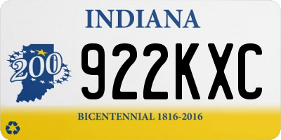 IN license plate 922KXC