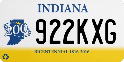 IN license plate 922KXG