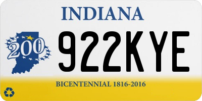IN license plate 922KYE