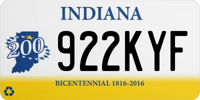 IN license plate 922KYF