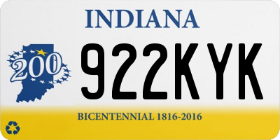 IN license plate 922KYK