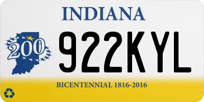 IN license plate 922KYL