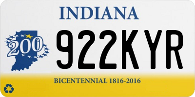 IN license plate 922KYR