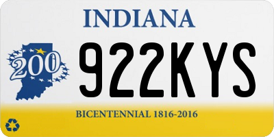 IN license plate 922KYS