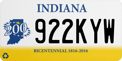 IN license plate 922KYW
