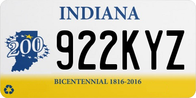 IN license plate 922KYZ