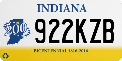 IN license plate 922KZB
