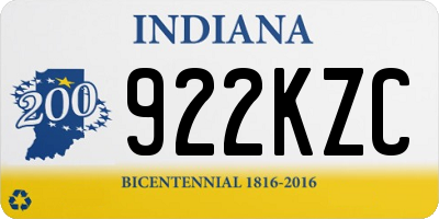IN license plate 922KZC