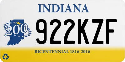 IN license plate 922KZF