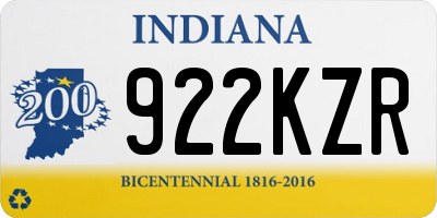 IN license plate 922KZR