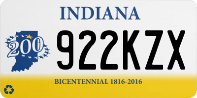 IN license plate 922KZX