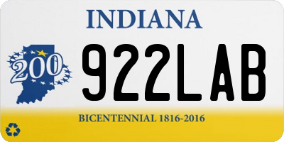 IN license plate 922LAB